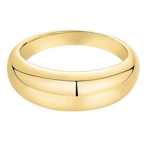 14k Gold Finish Stainless Steel Dome Ring Size 8 - Picture 5 of 5